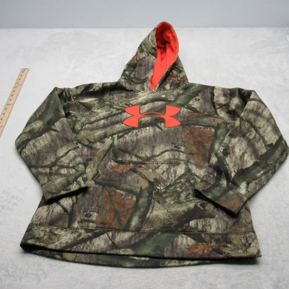 Under Armour Hoodie Youth XL Green Realtree Camo Pullover Fleece Outdoor Hunting